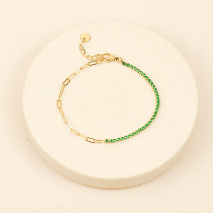 Pulsera Zirconia Esmeralda + Cadena